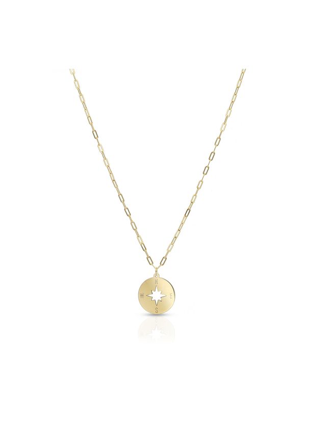 W.KRUK - Naszyjnik złoty róża wiatrów. Materiał: złote. Kolor: złoty. Wzór: ażurowy