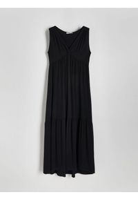 Reserved - Sukienka z wiskozy - czarny. Kolor: czarny. Materiał: wiskoza