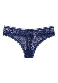 Intica - Tangi koronkowe z misternym wzorem Nahoko. Kolor: niebieski. Materiał: koronka. Wzór: koronka