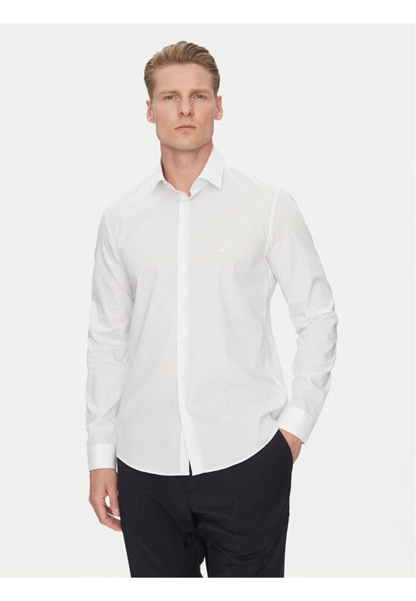Calvin Klein Koszula K10K112743 Biały Extra Slim Fit. Kolor: biały. Materiał: bawełna