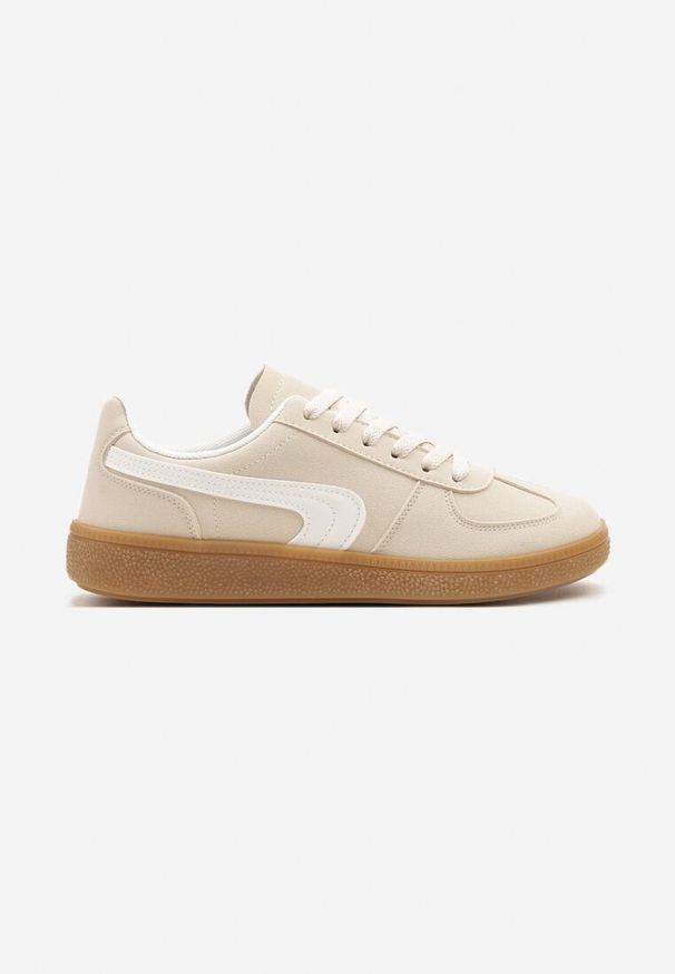 Born2be - Beżowe Sneakersy w Stylu Klasycznych Tenisówek Ahleria. Okazja: na co dzień. Kolor: beżowy. Materiał: jeans