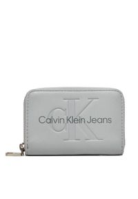Calvin Klein Jeans Mały Portfel Damski Sculpted Med Zip Around Mono K60K612255 Szary. Kolor: szary. Materiał: skóra