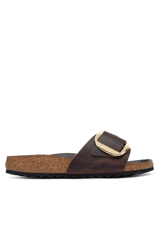 Birkenstock Klapki Madrid Big Buckle 1032914 Brązowy ciemny. Kolor: brązowy. Materiał: skóra
