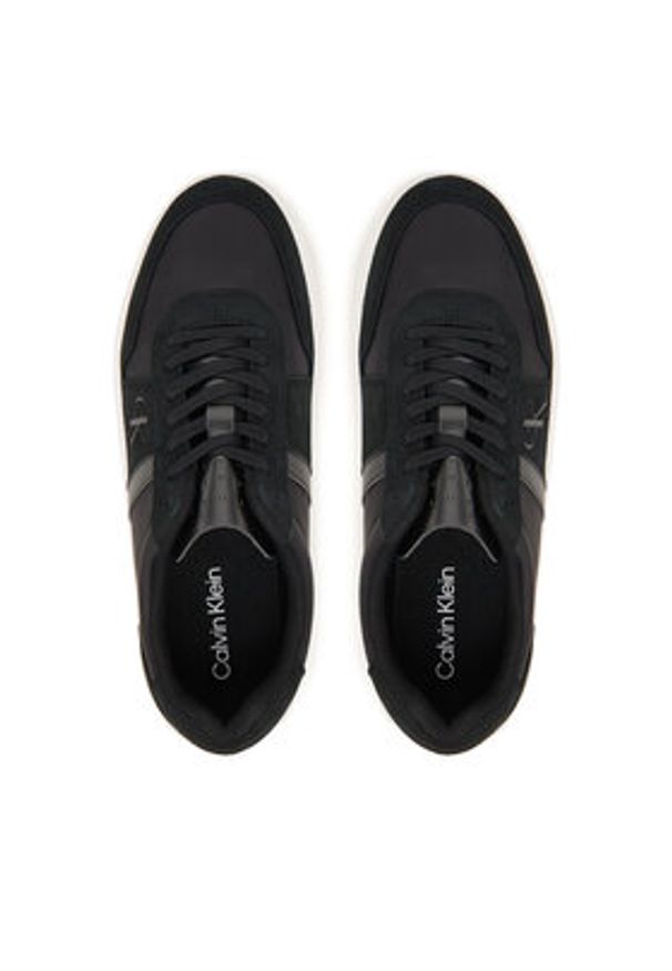 Calvin Klein Sneakersy Mixed Texture Lace Up Cupsole Trainers YM0YM01395 Czarny. Kolor: czarny. Materiał: skóra