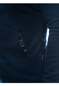 Ombre Clothing - Bluza męska z kapturem B1207 - granatowa - M. Typ kołnierza: kaptur. Kolor: niebieski. Materiał: dzianina, poliester, bawełna. Wzór: kratka