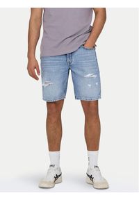 Only & Sons Szorty jeansowe Edge 22029647 Niebieski Straight Fit. Kolor: niebieski. Materiał: bawełna