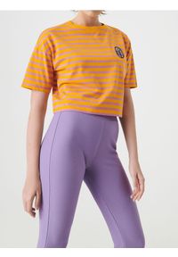 Sinsay - Bawełniana koszulka w paski z haftem - wielobarwny. Materiał: bawełna. Wzór: haft, paski #1