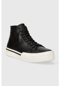 Calvin Klein trampki skórzane HIGH TOP LACE UP męskie kolor czarny HM0HM01165. Nosek buta: okrągły. Kolor: czarny. Materiał: skóra. Szerokość cholewki: normalna #5