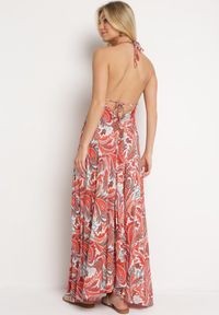 Born2be - Pomarańczowa Wiskozowa Sukienka z Wiązaniem na Szyi Ściągana pod Biustem Viseri. Okazja: na co dzień. Typ kołnierza: dekolt w kształcie V. Kolor: pomarańczowy. Materiał: wiskoza. Typ sukienki: proste. Styl: casual, elegancki #5