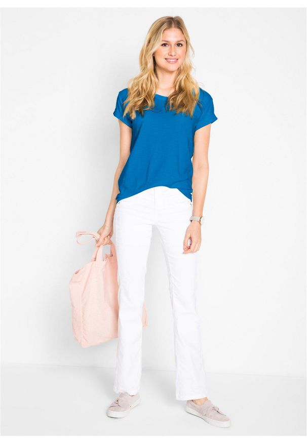 bonprix - Koszulka boxy. Kolor: niebieski. Długość rękawa: krótki rękaw. Długość: krótkie