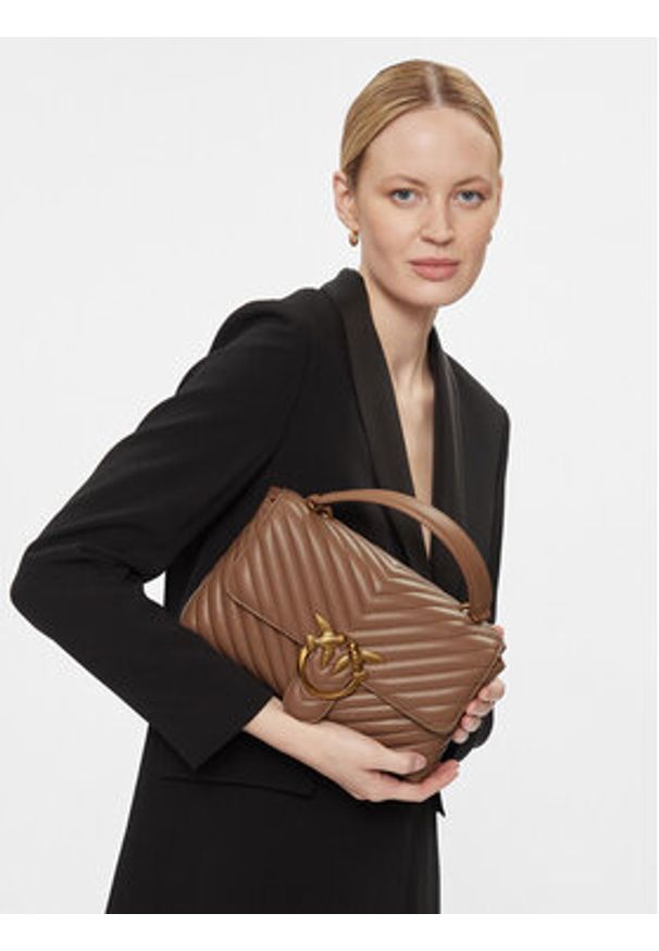 Pinko Torebka Love Lady Puff Classic Cl Brązowy. Kolor: brązowy. Materiał: skórzane