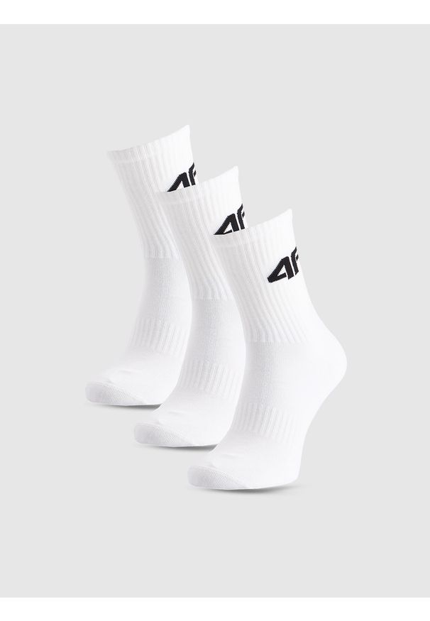 4f - 4F Skarpetki długie (3-pack) męskie - białe 39-42. Kolor: biały. Wzór: prążki. Sport: turystyka piesza