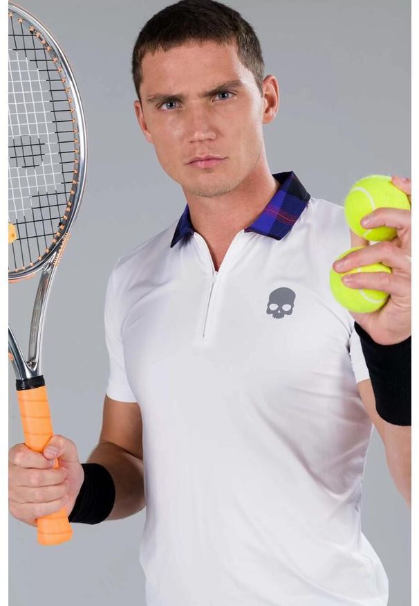 HYDROGEN - Koszulka Hydrogen TARTAN ZIPPED TECH POLO. Typ kołnierza: polo. Kolor: biały, wielokolorowy, czarny, fioletowy
