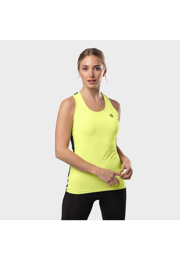 Koszulka tank top Fitness SIROKO Core Żółta Cytryna Kobieta. Kolor: wielokolorowy, czarny, żółty. Sport: fitness