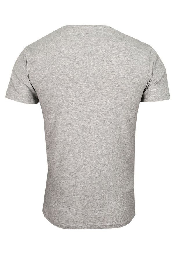 Szary Jednokolorowy T-shirt Męski, Krótki Rękaw -Just Yuppi- Koszulka, BASIC, w Serek, V-neck. Okazja: na co dzień. Typ kołnierza: dekolt w serek. Kolor: szary. Materiał: bawełna, elastan. Długość rękawa: krótki rękaw. Długość: krótkie. Styl: casual