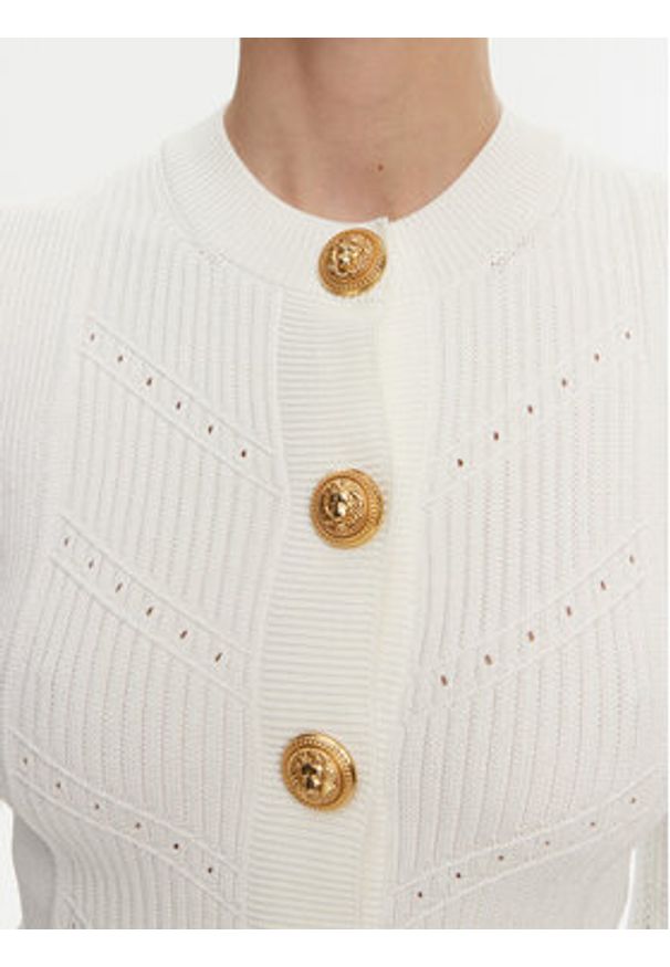 Balmain Kardigan DF1KL190KF24 Biały Regular Fit. Kolor: biały. Materiał: wiskoza