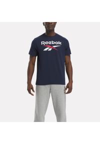 Koszulka fitness męska Reebok krótki rękaw. Kolor: niebieski. Materiał: bawełna. Długość rękawa: krótki rękaw. Długość: krótkie. Sport: fitness