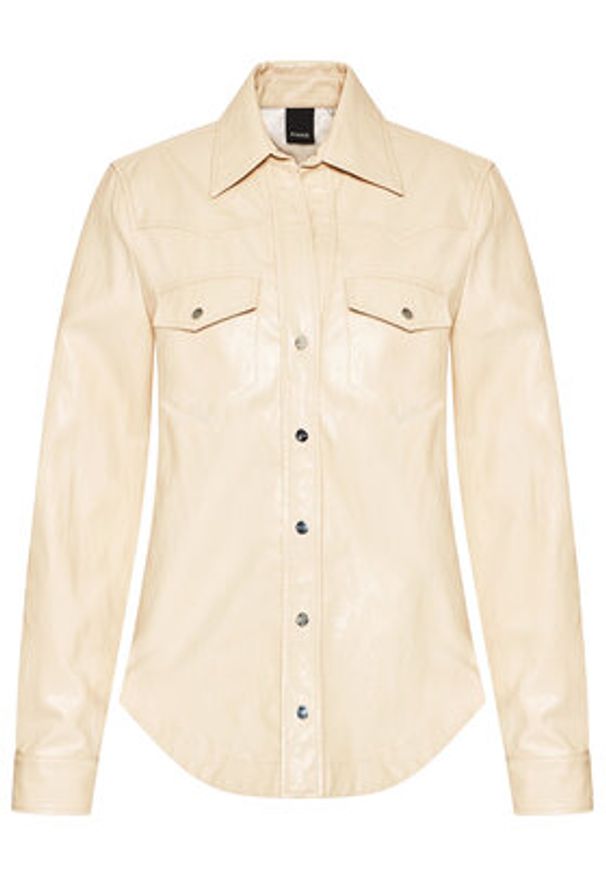 Pinko Koszula Ciambella 2 1G16EB 7866 Beżowy Regular Fit. Kolor: beżowy. Materiał: skóra