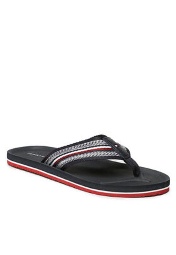 TOMMY HILFIGER - Tommy Hilfiger Japonki Comfort Corporate Beach Sandal FM0FM04616 Granatowy. Kolor: niebieski. Materiał: materiał