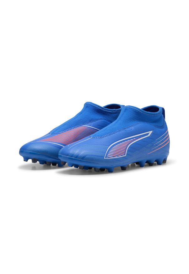 Puma - Młodzieżowe buty piłkarskie ULTRA 6 MATCH+ MG bez sznurowadeł PUMA. Kolor: czerwony, niebieski, wielokolorowy, biały. Szerokość cholewki: normalna. Sport: piłka nożna