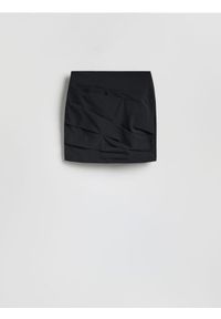 Reserved - Spódnica z drapowaniem - czarny. Kolor: czarny. Materiał: bawełna, tkanina #1