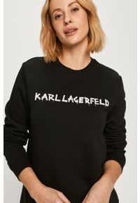 Karl Lagerfeld - Bluza bawełniana. Typ kołnierza: bez kaptura. Kolor: czarny. Materiał: bawełna. Długość rękawa: długi rękaw. Długość: długie. Wzór: nadruk. Styl: klasyczny #3