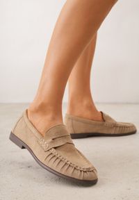 Born2be - Beżowe Marszczone Mokasyny VICES z Wkładką ze Skóry Naturalnej Nerihaneh. Okazja: na co dzień. Kolor: beżowy. Materiał: skóra. Obcas: na płaskiej podeszwie. Styl: casual, klasyczny, elegancki #6