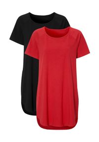 Cellbes Dżersejowa tunika z bawełny 2 Pack czerwony Czarny female czerwony/czarny 46/48. Kolor: czerwony, czarny, wielokolorowy. Materiał: jersey, bawełna. Długość rękawa: raglanowy rękaw. Długość: krótkie #1