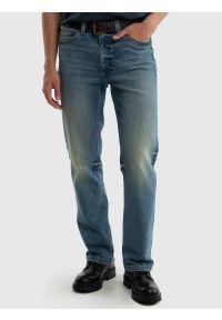 Big-Star - Jeansy męskie z przetarciami niebieskie Colt Workwear 374. Kolor: niebieski. Sezon: zima, jesień. Styl: retro