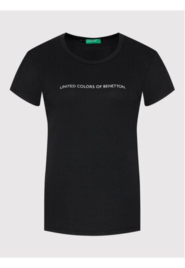 United Colors of Benetton - United Colors Of Benetton T-Shirt 3GA2E16A2 Czarny Regular Fit. Kolor: czarny. Materiał: bawełna