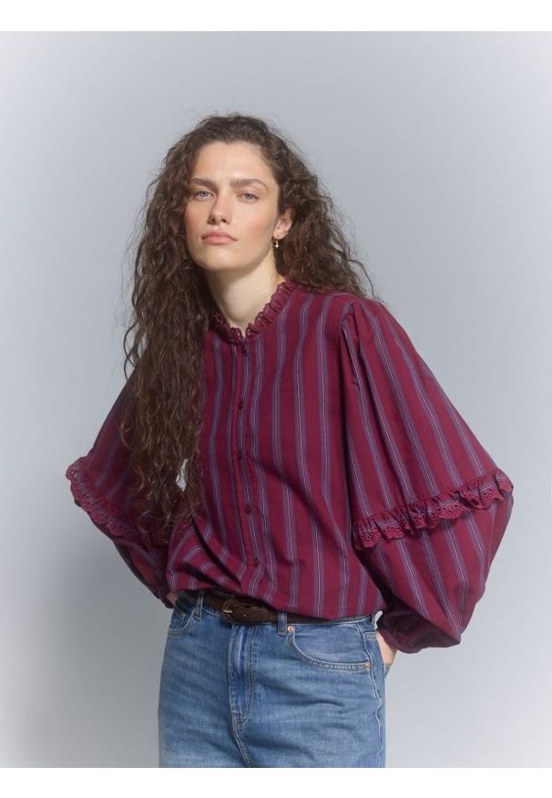 Reserved - Koszula w paski - wielobarwny. Materiał: bawełna, tkanina. Wzór: paski