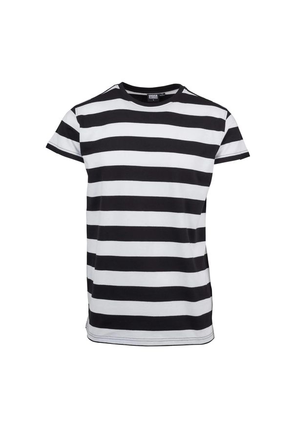 Urban Classics - Męska Koszulka W Paski. Kolor: czarny, biały, wielokolorowy. Wzór: paski. Sport: turystyka piesza