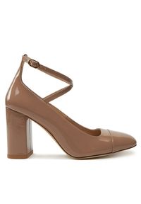 Stuart Weitzman Czółenka Eden Strap 85 SK086 Beżowy. Kolor: beżowy. Materiał: lakier, skóra