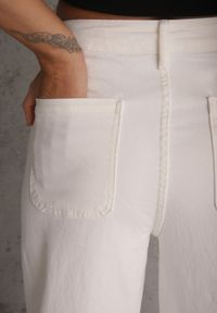 Renee - Białe Jeansy High Waist Wide Leg z Bawełny Fenless. Stan: podwyższony. Kolor: biały #7