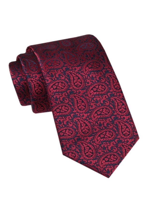 Modny Męski Krawat - Alties - Duży Czerwony Wzór Paisley. Kolor: czerwony. Materiał: tkanina. Wzór: paisley. Styl: elegancki, wizytowy