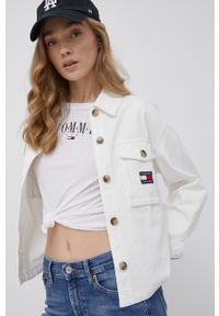 Tommy Jeans koszula bawełniana damska kolor biały relaxed z kołnierzykiem klasycznym. Typ kołnierza: kołnierzyk klasyczny. Kolor: biały. Materiał: bawełna. Styl: klasyczny