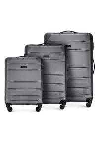 Wittchen - Zestaw walizek z ABS-u żłobionych. Kolor: szary. Materiał: guma. Styl: klasyczny