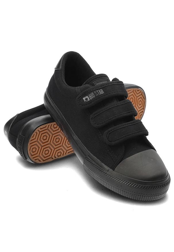 Big-Star - Czarne Trampki Big Star Modne Buty Damskie. Zapięcie: rzepy. Kolor: czarny. Materiał: materiał. Szerokość cholewki: normalna