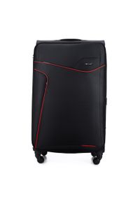 Duża walizka miękka L Solier STL1651 czarno-czerwona. Kolor: czarny, czerwony, wielokolorowy. Materiał: materiał