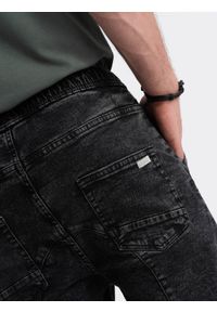 Ombre Clothing - Krótkie spodenki męskie jeansowe - czarne V2. Kolor: czarny. Materiał: jeans. Długość: krótkie #4