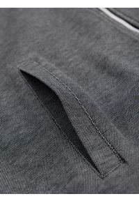 Ombre Clothing - Męska bluza bomberka z dzianiny pique – czarna V1. Okazja: na co dzień. Kolor: czarny. Materiał: dzianina. Wzór: haft. Styl: klasyczny, casual, elegancki #6