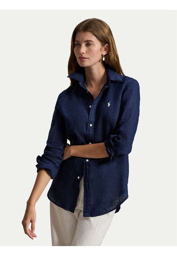 Polo Ralph Lauren Koszula 211970730519 Granatowy Classic Fit. Typ kołnierza: polo. Kolor: niebieski. Materiał: len