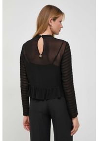 TwinSet - Twinset bluzka damska kolor czarny z aplikacją. Okazja: na co dzień. Kolor: czarny. Długość rękawa: długi rękaw. Długość: długie. Wzór: aplikacja. Styl: casual, klasyczny #5