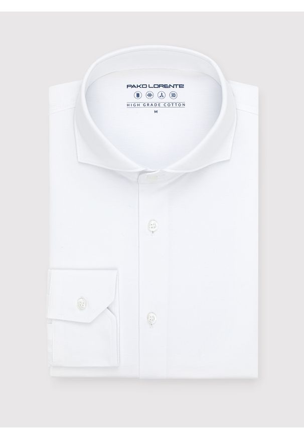 Pako Lorente - PAKO LORENTE – Biała koszula męska z długim rękawem. Kolor: niebieski, biały. Materiał: bawełna, poliester. Długość rękawa: długi rękaw. Długość: długie