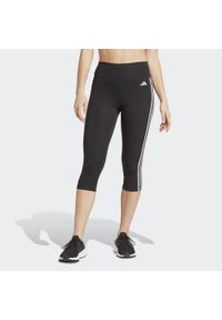 Legginsy treningowe Adidas Train Essentials 3-Stripes High-Waisted 3/4. Kolor: czarny. Materiał: materiał. Sport: fitness