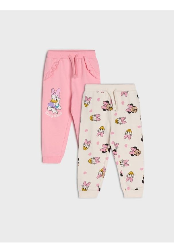 Sinsay - Spodnie dresowe jogger 2 pack Minnie and Daisy - kremowy. Kolor: kremowy. Materiał: dresówka