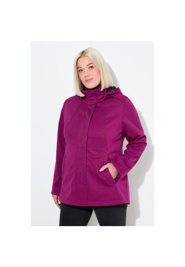 ULLA POPKEN - Damskie Kurtka softshell HYPRAR wodoodporna kaptur. Kolekcja: plus size. Kolor: fioletowy, wielokolorowy, różowy. Materiał: poliester, materiał. Sport: turystyka piesza