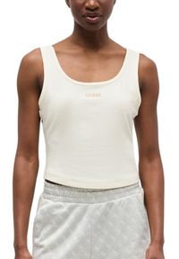 Guess - GUESS Kremowy damski tank top Circe, Rozmiar M. Okazja: na co dzień. Kolor: beżowy. Materiał: materiał, prążkowany. Styl: casual #3
