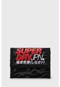 Superdry portfel męski kolor czarny. Kolor: czarny. Materiał: materiał