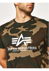 Alpha Industries T-Shirt Basic 100501C Zielony Regular Fit. Kolor: brązowy. Materiał: bawełna